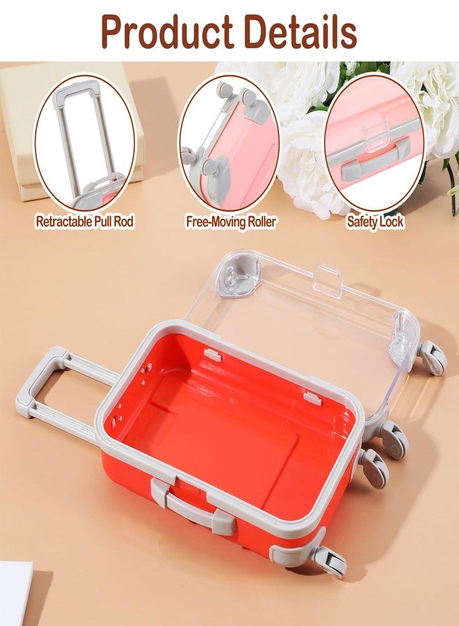 AojSup 6 Pack Mini Suitcase Party Favor Box - Colorful Mini Plastic Suitcases for Party Favors with Clear Lid, Retractable Handle & Rolling Wheels for Travel Theme Decorations - Image 3